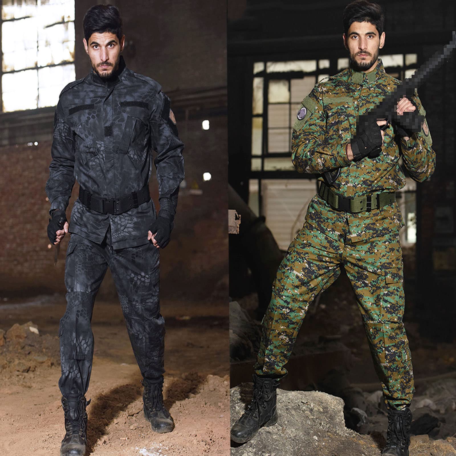 迷彩柄ハイネック戦闘服 Amazon.co.jp: 戦闘服スーツ戦術迷彩服制服戦闘長袖シャツとパンツ多色